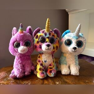 TY Beanie Boos magical unicorn plush toys lot of 3 Rosette Giselle Helena TySilk